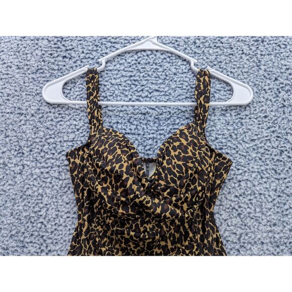 NWOT Trimshaper One Piece Swimsuit Size 10 Animal Print Leopard Cheetah Brown - Picture 3 of 10
